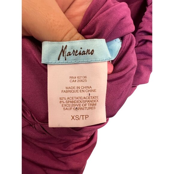 Marciano Magenta Sleeveless Ruched Mini Dress XS Acetate/Spandex Blend - Picture 3 of 4